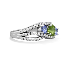 Peridot Three Stone Aurora 14K White Gold ring R3080