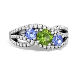 Peridot Three Stone Aurora 14K White Gold ring R3080