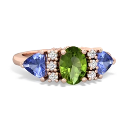 Peridot Antique Style Three Stone 14K Rose Gold ring R2186