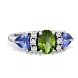 Peridot Antique Style Three Stone 14K White Gold ring R2186