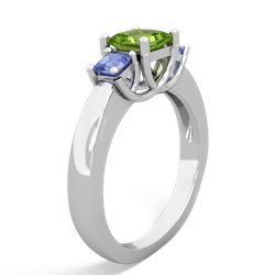 Peridot Three Stone Trellis 14K White Gold ring R4015