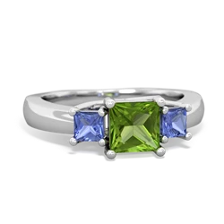 Peridot Three Stone Trellis 14K White Gold ring R4015