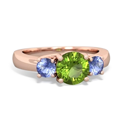 Peridot Three Stone Round Trellis 14K Rose Gold ring R4018