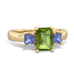 Peridot Three Stone Emerald-Cut Trellis 14K Yellow Gold ring R4021