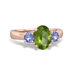 Peridot Three Stone Oval Trellis 14K Rose Gold ring R4024