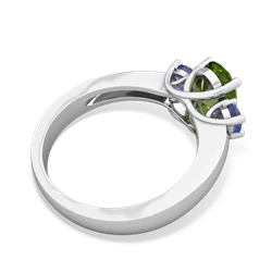 Peridot Three Stone Oval Trellis 14K White Gold ring R4024