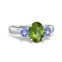 Peridot Three Stone Oval Trellis 14K White Gold ring R4024