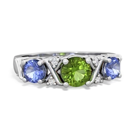 Peridot Hugs And Kisses 14K White Gold ring R5016