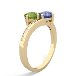 Peridot Channel Set Two Stone 14K Yellow Gold ring R5303