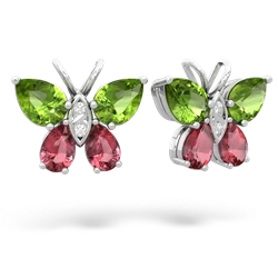 Peridot Butterfly 14K White Gold earrings E2215