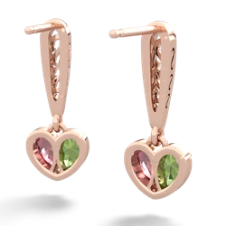 Peridot Filligree Heart 14K Rose Gold earrings E5070