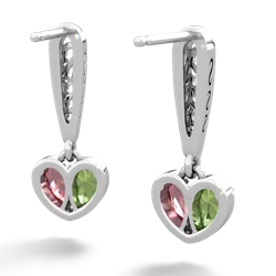 Peridot Filligree Heart 14K White Gold earrings E5070