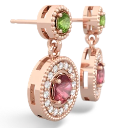 Peridot Halo Dangle 14K Rose Gold earrings E5319