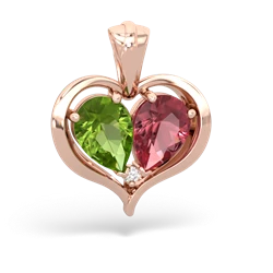 Peridot Two Become One 14K Rose Gold pendant P5330