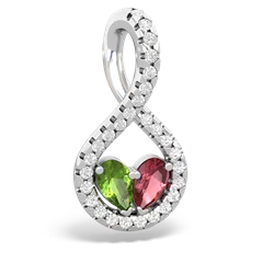 Peridot Pave Twist 'One Heart' 14K White Gold pendant P5360