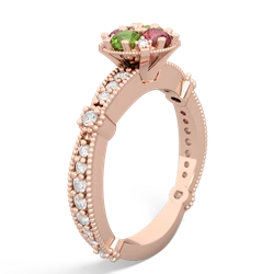 Peridot Sparkling Tiara Cluster 14K Rose Gold ring R26293RD