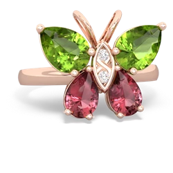 Peridot Butterfly 14K Rose Gold ring R2215