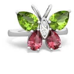 Peridot Butterfly 14K White Gold ring R2215