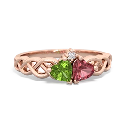 Peridot Heart To Heart Braid 14K Rose Gold ring R5870