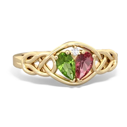 Peridot Celtic Love Knot 14K Yellow Gold ring R5420