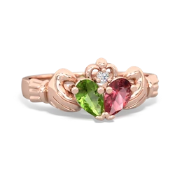 Peridot 'Our Heart' Claddagh 14K Rose Gold ring R2388