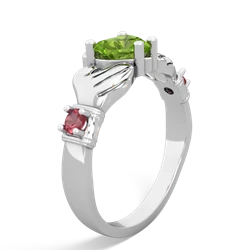 Peridot Claddagh Keepsake 14K White Gold ring R5245