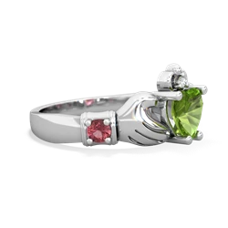 Peridot Claddagh Keepsake 14K White Gold ring R5245