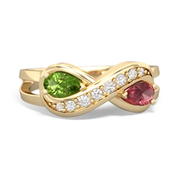Peridot Diamond Infinity 14K Yellow Gold ring R5390