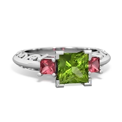 Peridot Eternal Embrace Engagement 14K White Gold ring C2001