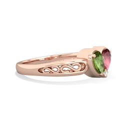 Peridot Filligree 'One Heart' 14K Rose Gold ring R5070