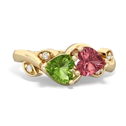 Peridot Floral Elegance 14K Yellow Gold ring R5790