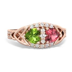 Peridot Sparkling Celtic Knot 14K Rose Gold ring R2645