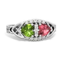 Peridot Sparkling Celtic Knot 14K White Gold ring R2645