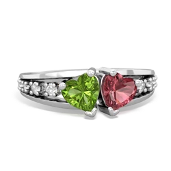 Peridot Heart To Heart 14K White Gold ring R3342