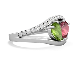 Peridot Nestled Heart Keepsake 14K White Gold ring R5650