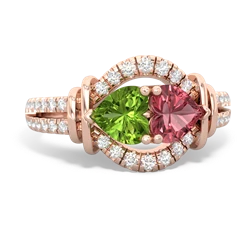 Peridot Art-Deco Keepsake 14K Rose Gold ring R5630