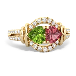 Peridot Art-Deco Keepsake 14K Yellow Gold ring R5630