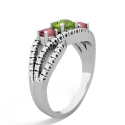 Peridot Three Stone Aurora 14K White Gold ring R3080