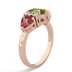 Peridot Antique Style Three Stone 14K Rose Gold ring R2186