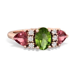 Peridot Antique Style Three Stone 14K Rose Gold ring R2186