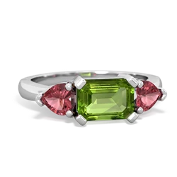 Peridot Three Stone 14K White Gold ring R5235