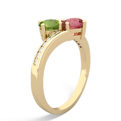 Peridot Channel Set Two Stone 14K Yellow Gold ring R5303