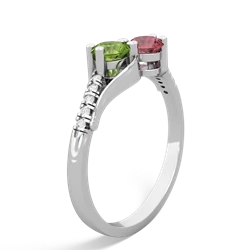 Peridot Infinity Pave Two Stone 14K White Gold ring R5285