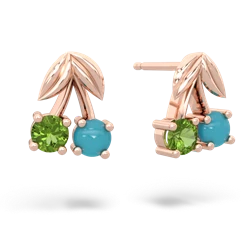 Peridot Sweet Cherries 14K Rose Gold earrings E7001