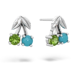 Peridot Sweet Cherries 14K White Gold earrings E7001