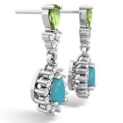 Peridot Halo Pear Dangle 14K White Gold earrings E1882