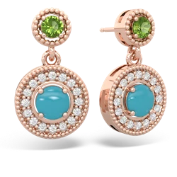Peridot Halo Dangle 14K Rose Gold earrings E5319