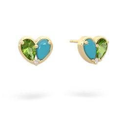 Peridot 'Our Heart' 14K Yellow Gold earrings E5072