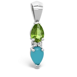 Peridot Bowtie Drop 14K White Gold pendant P0865