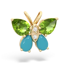 Peridot Butterfly 14K Yellow Gold pendant P2215